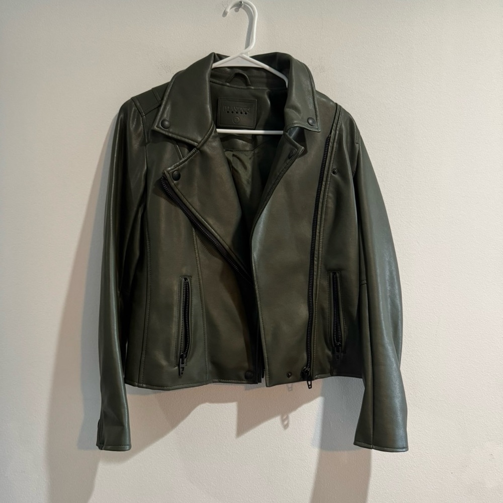🖤 BlankNYC Olive Green Faux Leather Moto Jacket – Size Small